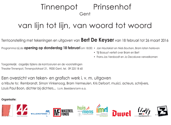 "Van lijn tot lijn, van woord tot woord" - tentoonstelling met tekeningen en uitgaven van Bert De Keyser